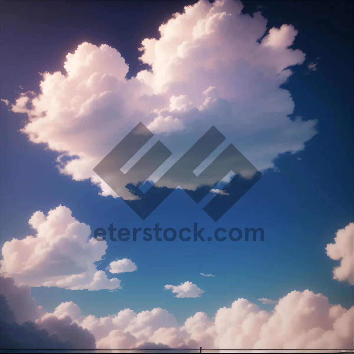 Picture of Vibrant Summer Sky with Fluffy Clouds