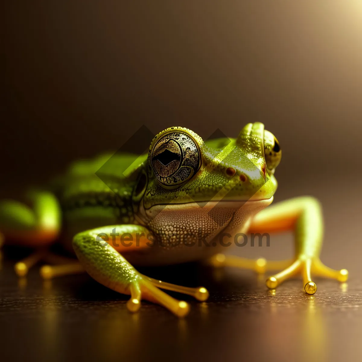 Picture of Vibrant-eyed Tree Frog Perched on Leaf