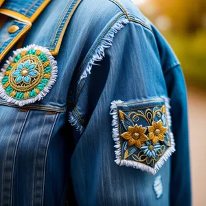 Blue Denim Jeans with Stylish Pocket and Backpack