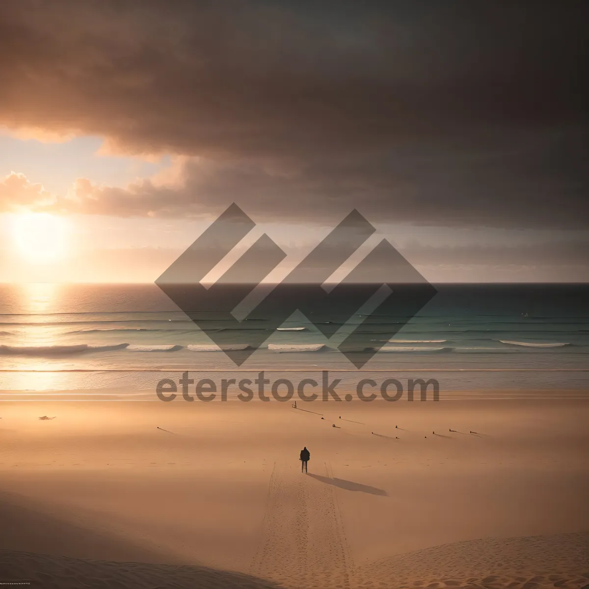 Picture of Golden Horizon: Serene Sunset over Tropical Beach