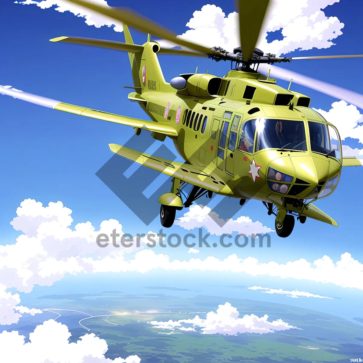 Picture of High-Flying Aircraft Rotor Blade in Sky