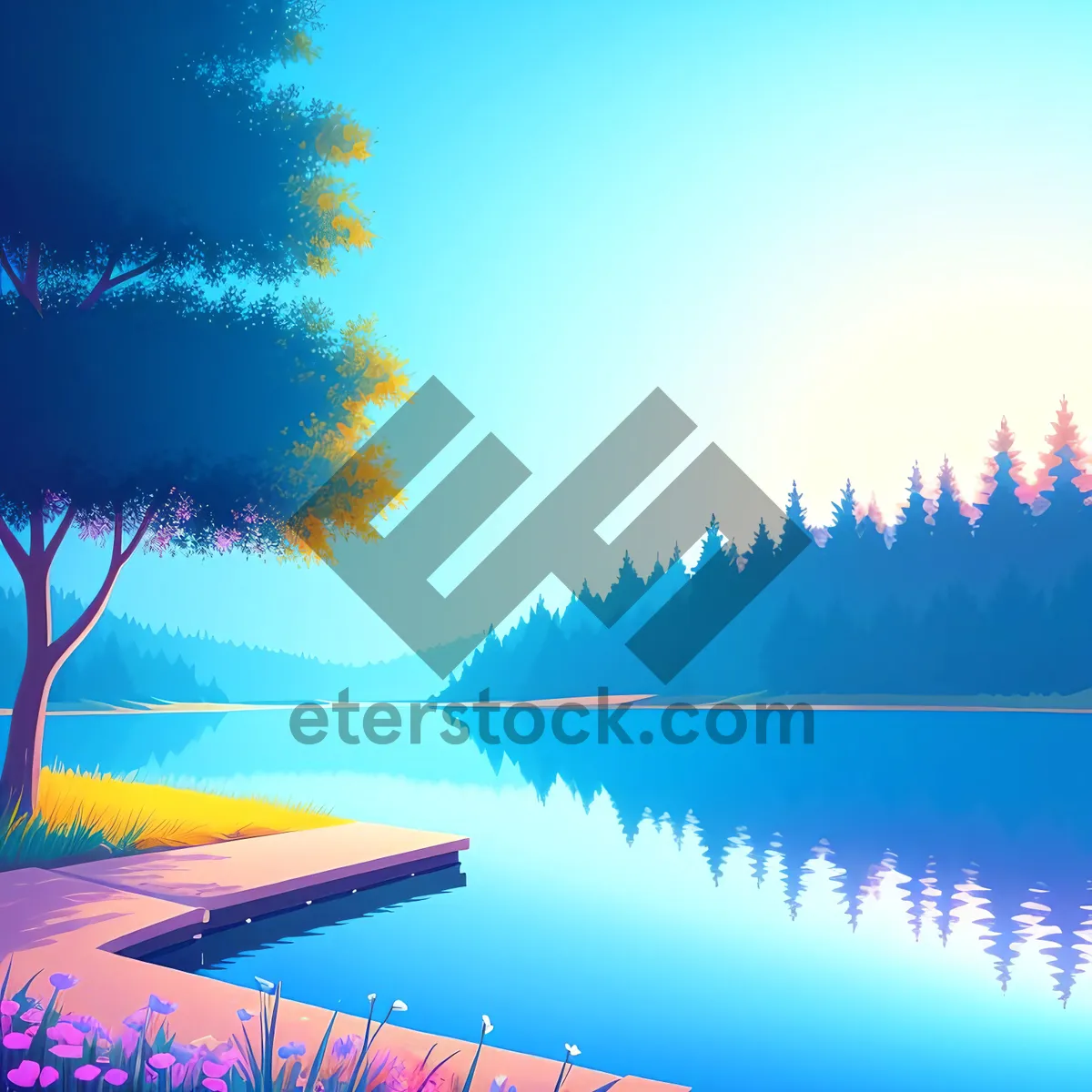 Picture of Serene Sky Reflection over Beautiful Lake