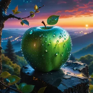 Granny Smith apple ornament for winter holiday celebration