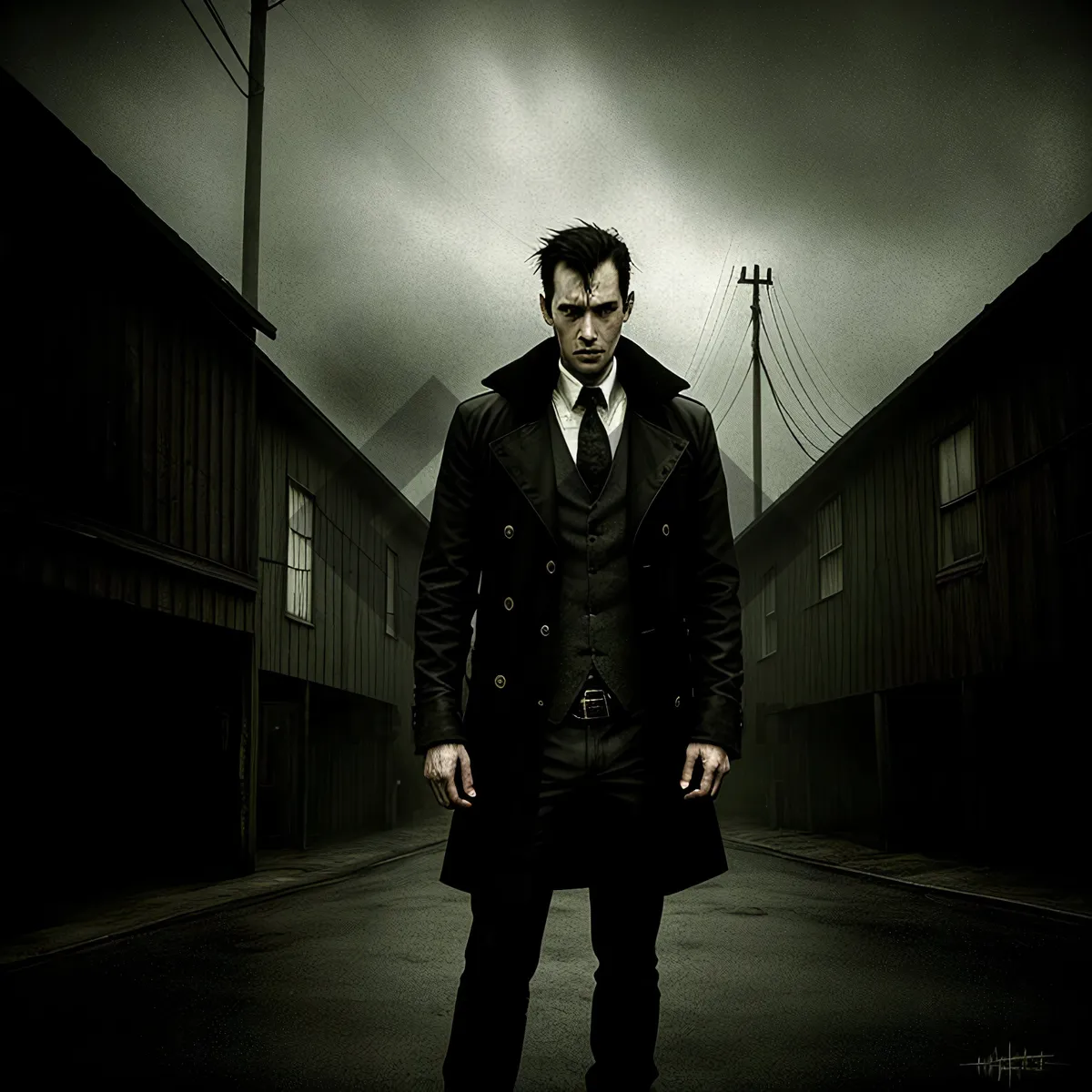 Picture of Smart Man in Black Trench Coat