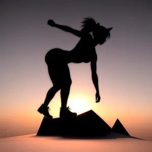 Dynamic Athlete in Silhouette Engaging in Sport