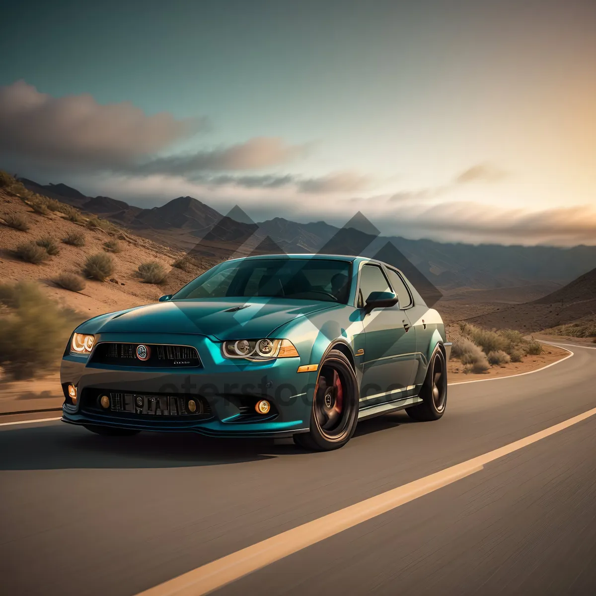 Picture of Speedy Luxury Coupe Zooming on Highway