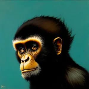 Gibbon primate with mesmerizing black eyes