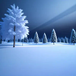 Winter Wonderland: Majestic snowy fir tree under clear sky