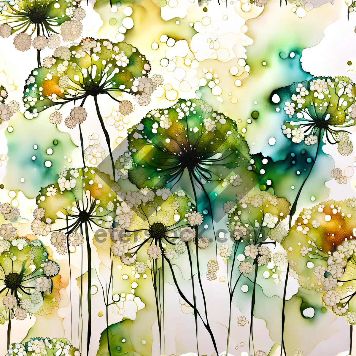 Picture of Floral Grunge Art Wallpaper with Tree and Flower