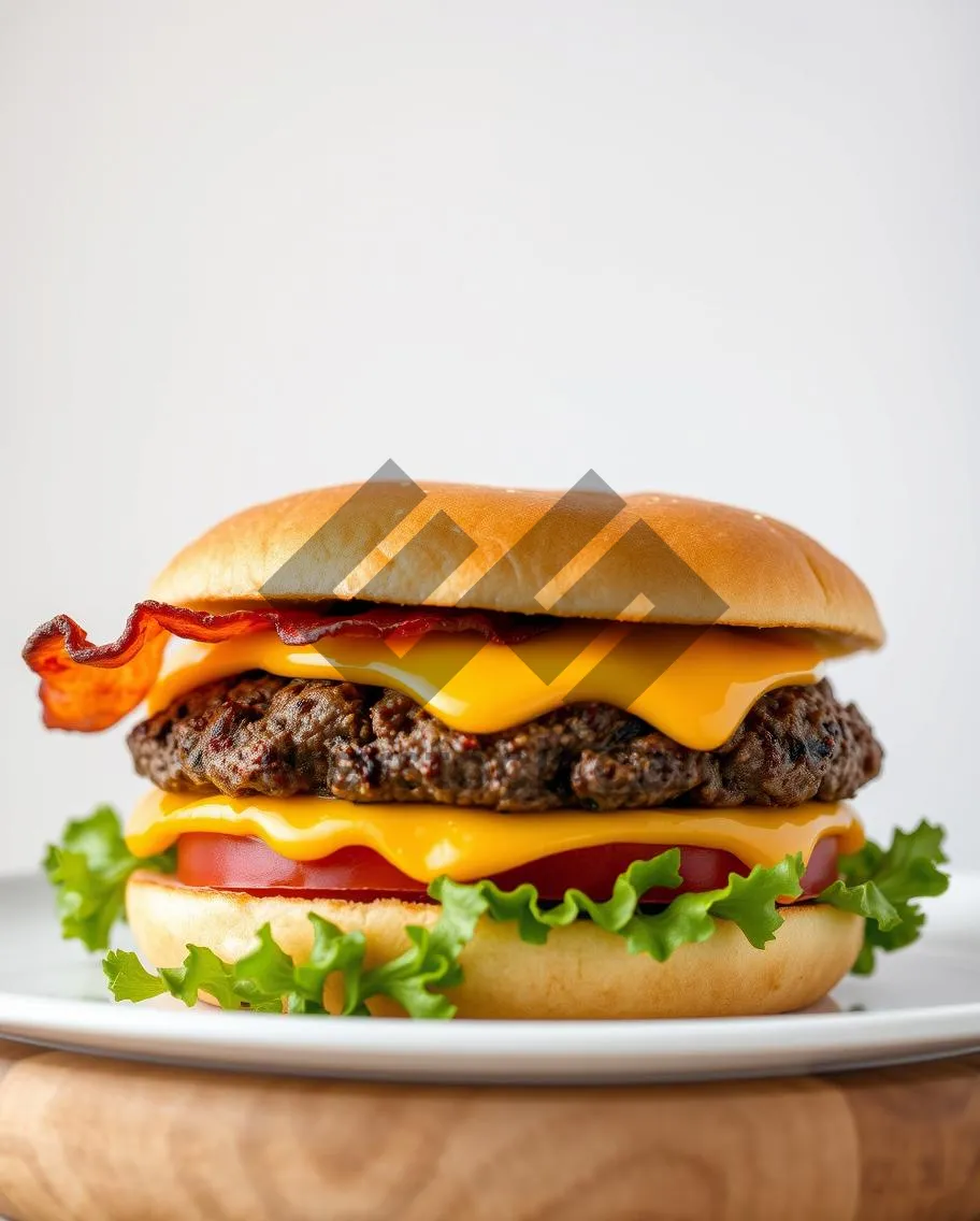 Picture of Grilled Cheeseburger with Lettuce and Tomato.