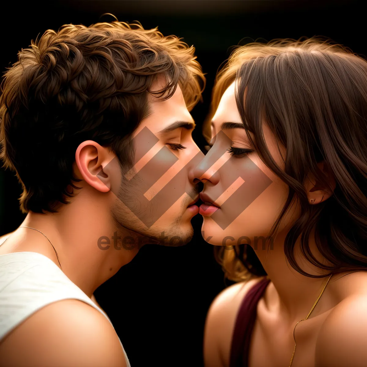 Picture of Smiling Couple Embracing in Studio - Love and Happiness