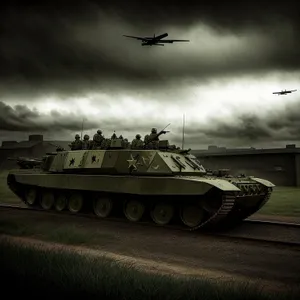 Armored Military Tank Dominating the Sky