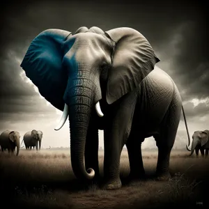 Endangered Bull Elephant in South African Wildlife Reserve
