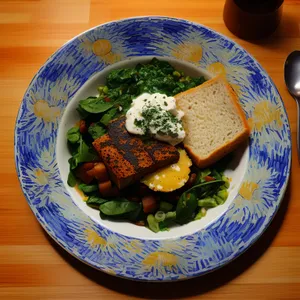 Delicious Gourmet Meat and Vegetable Salad Plate