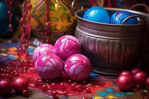 Colorful Easter Egg Basket Decoration for Holiday Celebration