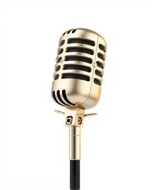 Vintage microphone on stage for live performance.