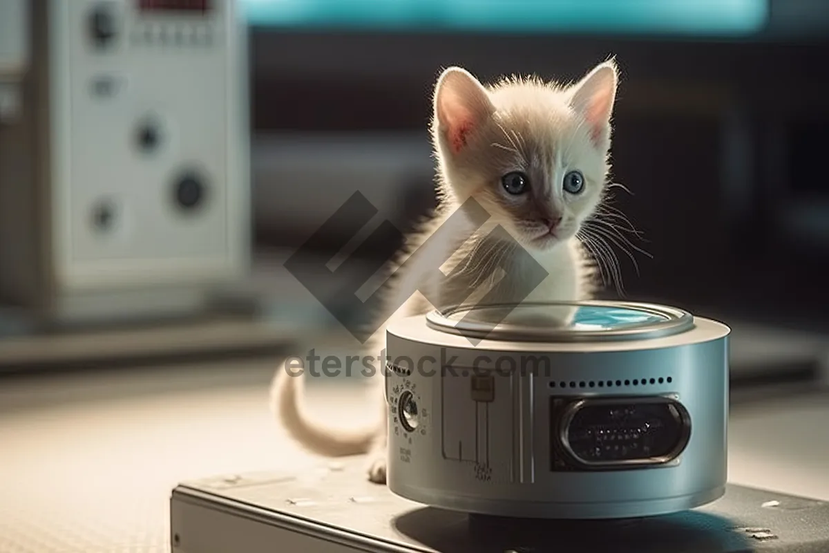 Picture of Curious kitty staring at device monitor.