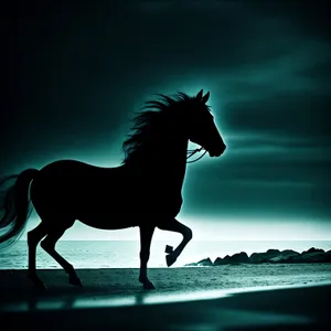 Golden Sunset: Majestic Thoroughbred Stallion Galloping Wildly