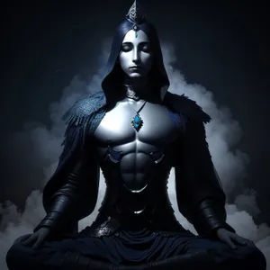 Mystic black statue - sexy model anatomy.