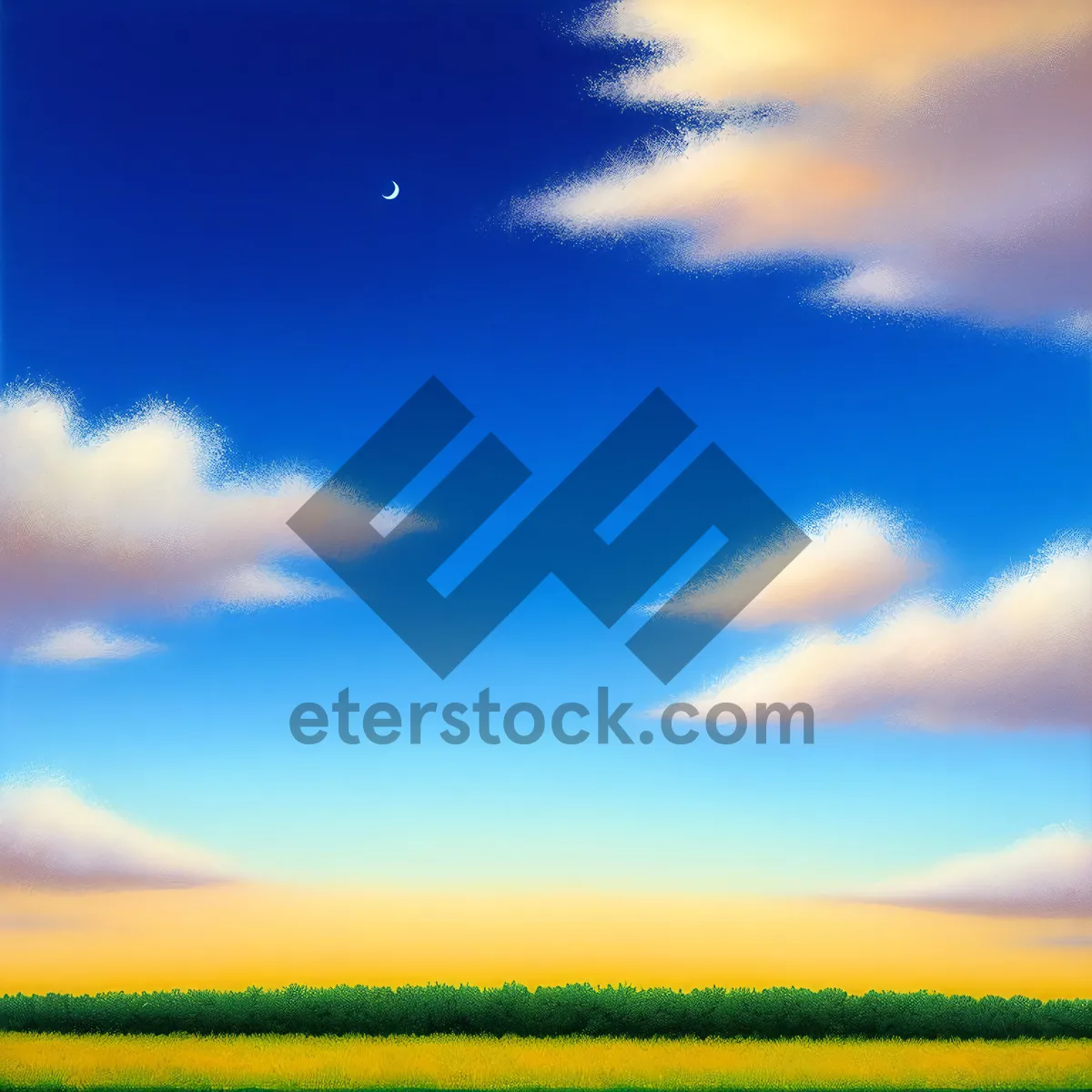 Picture of Vibrant Summer Landscape with Clear Sky and Wheat Field