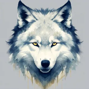 Majestic White Wolf Gazing with Intense Eyes