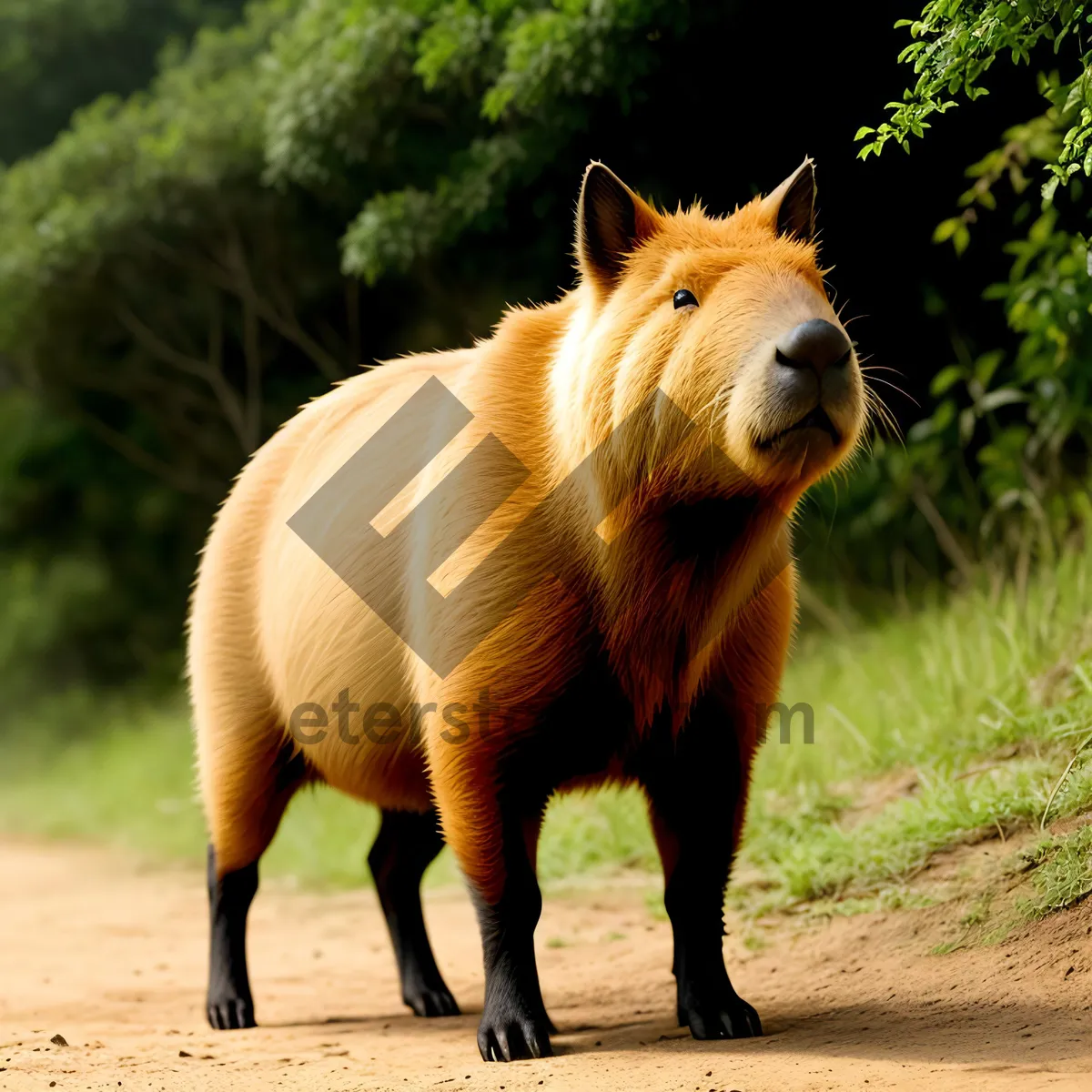 Picture of Rural Field with Wild Boar and Horses