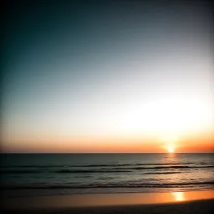 Golden Horizon: Serene Sunset over Beach