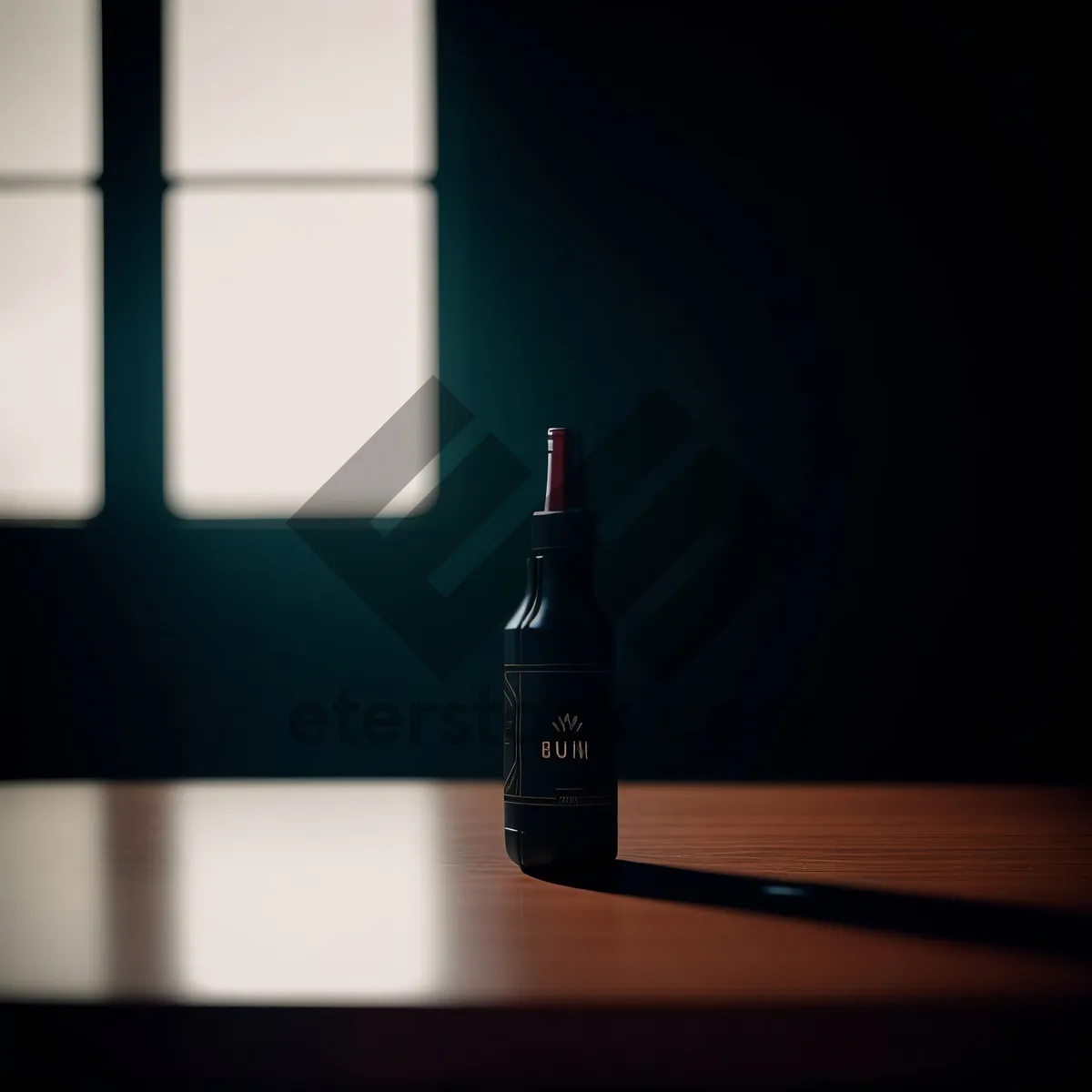 Picture of Red Wine Bottle on Restaurant Table