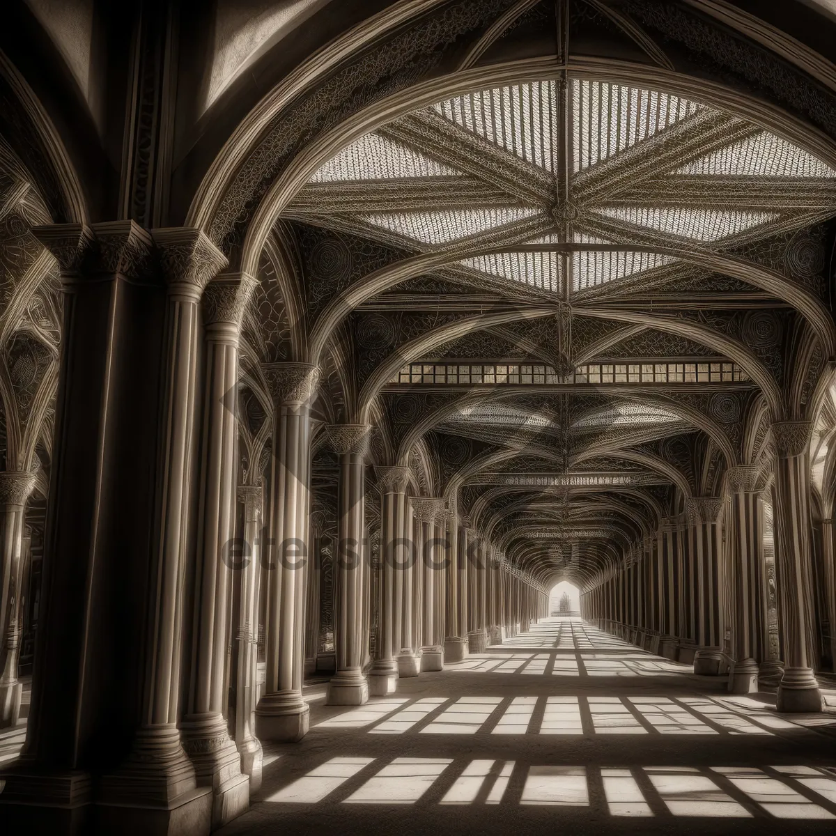 Picture of Grand Cathedral's Majestic Interior with Ancient Tracery