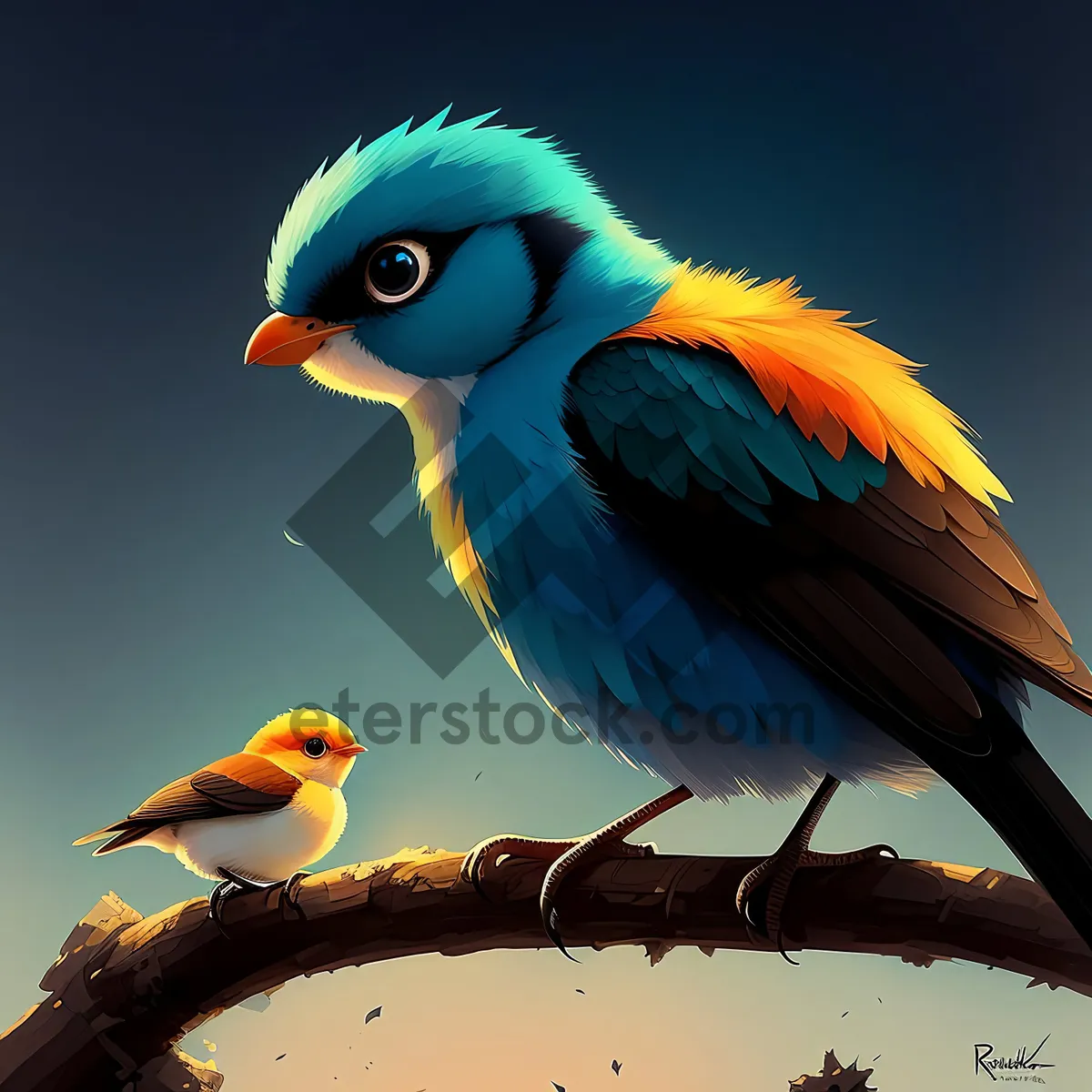 Picture of Vibrant Macaw perched on tree branch