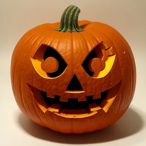 Spooky Pumpkin Lantern Illuminated with Candlelight