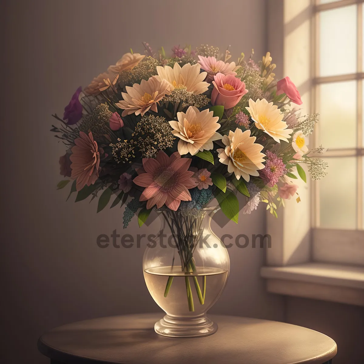 Picture of Floral Vase Bouquet: Pink Blooms for Spring Wedding