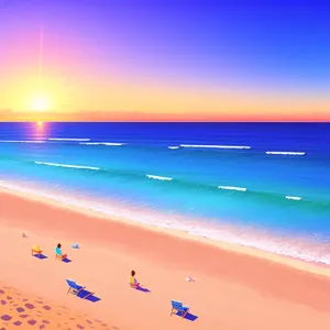 Idyllic Tropical Beach Sunset on Turquoise Seashore