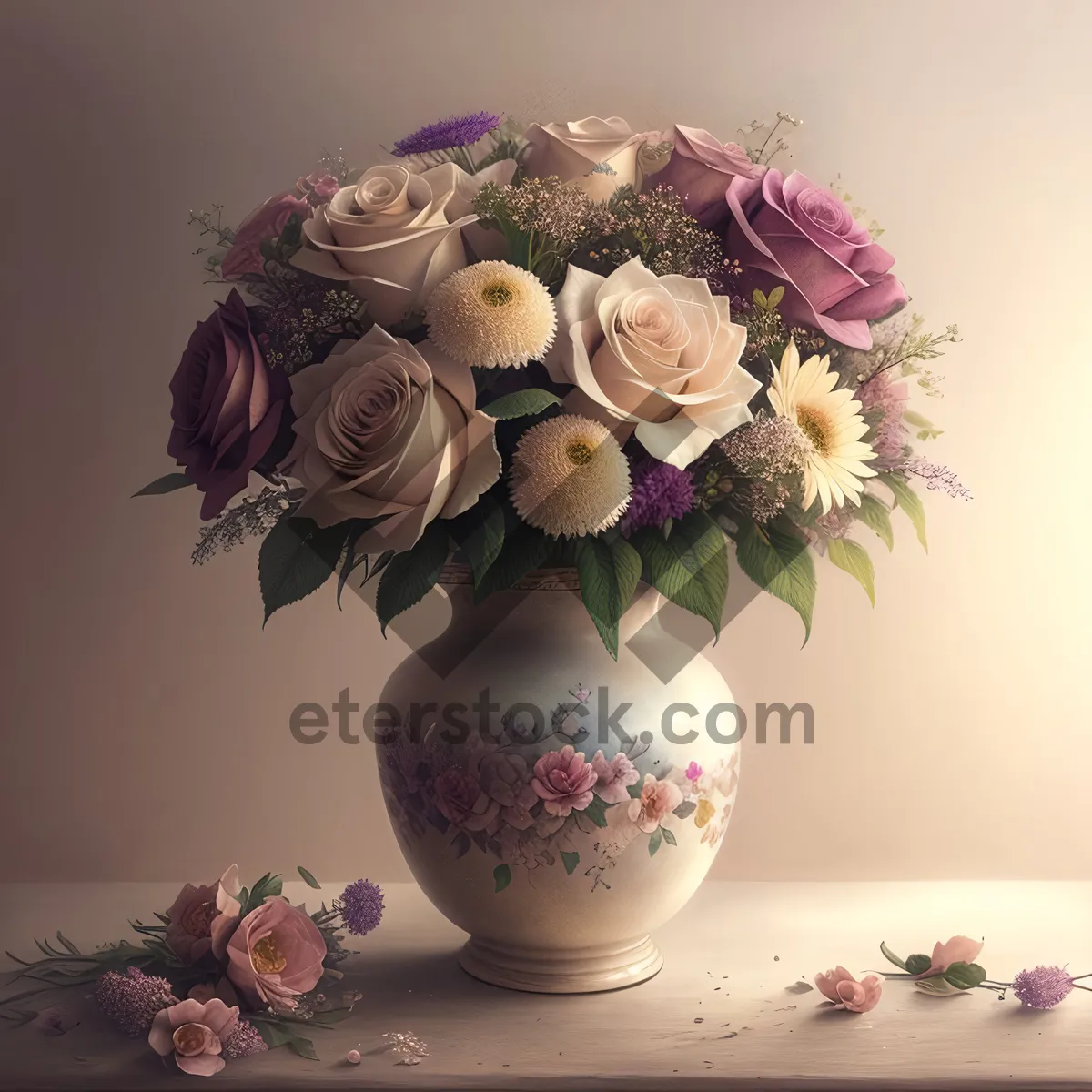 Picture of Festive Winter Glass Vase with Ornamented Flower Balls