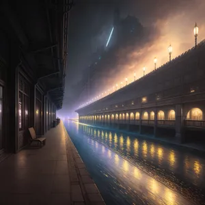 Urban Night Lights - City's Dazzling Suspension Bridge