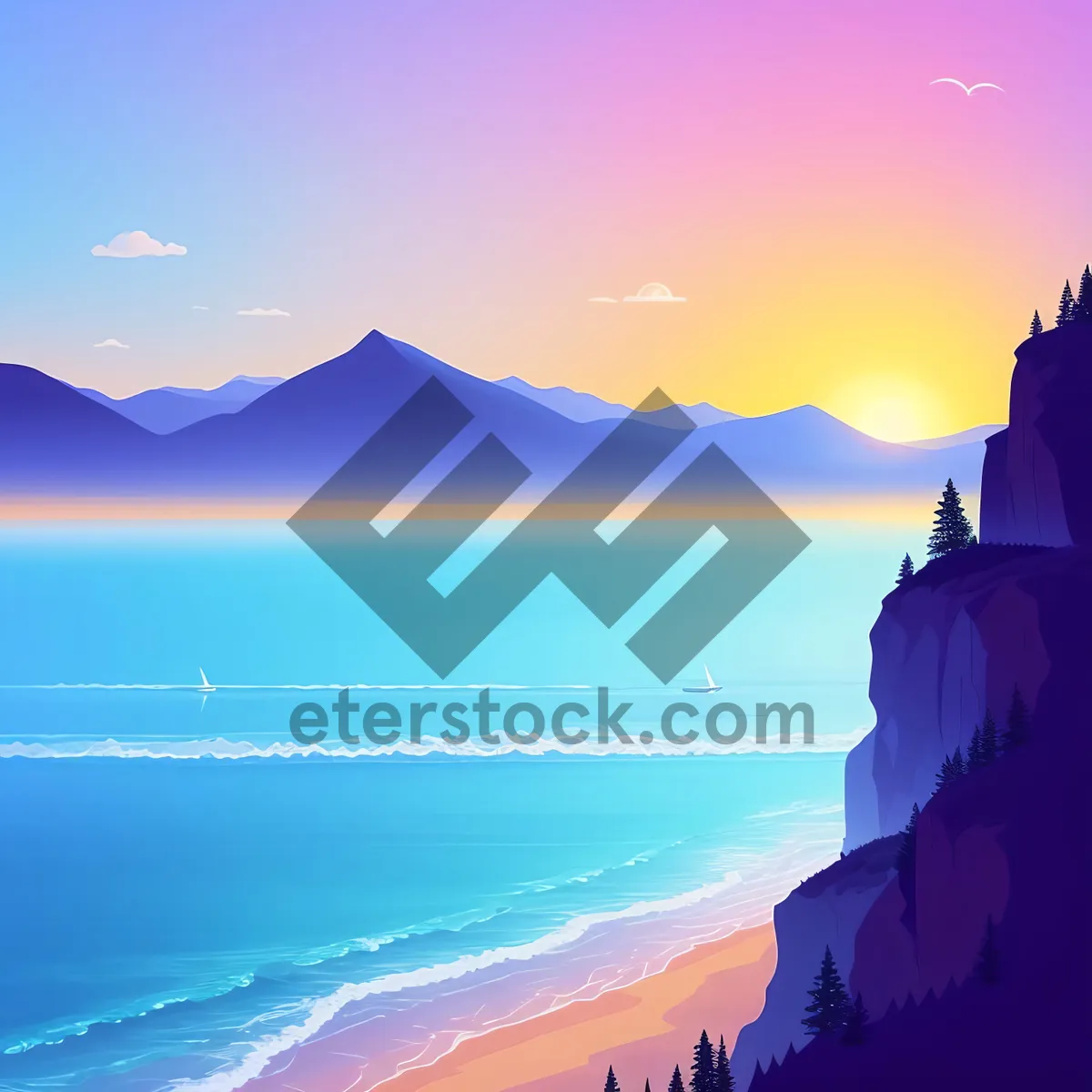 Picture of Serene tropical beach with clear blue waves