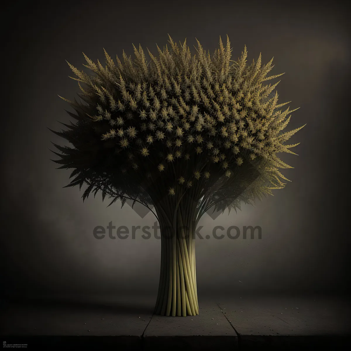 Picture of Nighttime Firework Display with Globe Thistle Plant