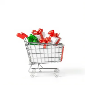 3D Shopping Cart with Empty Basket for E-commerce