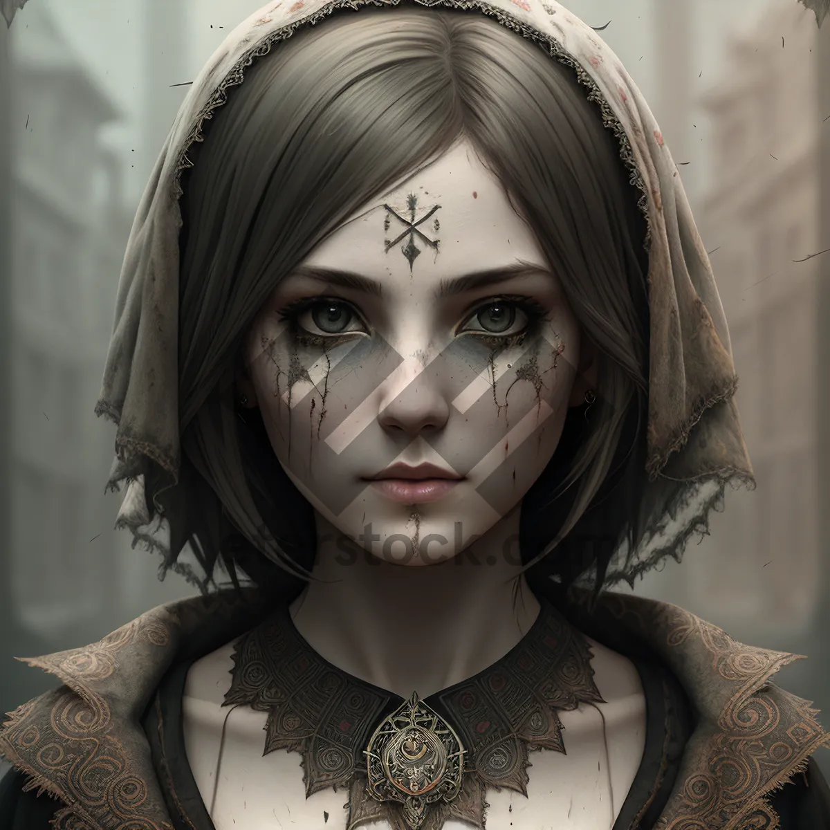 Picture of Enigmatic Beauty: Seductive Masked Model with Piercing Eyes