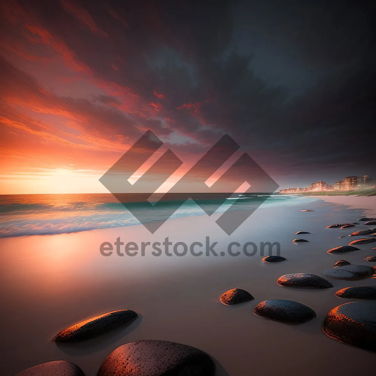 Picture of Golden Horizon - Sunset over the Beach