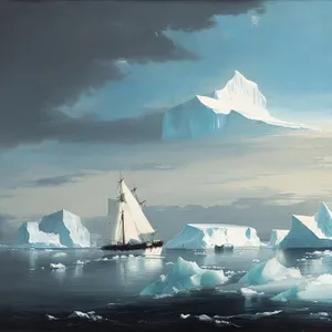 Serene Arctic Seascapes: A Majestic Sail through Icy Waters