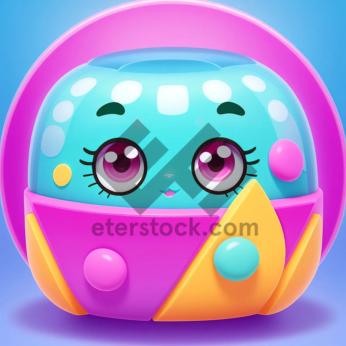 Picture of Cute Cartoon Virus Icon for Web Button