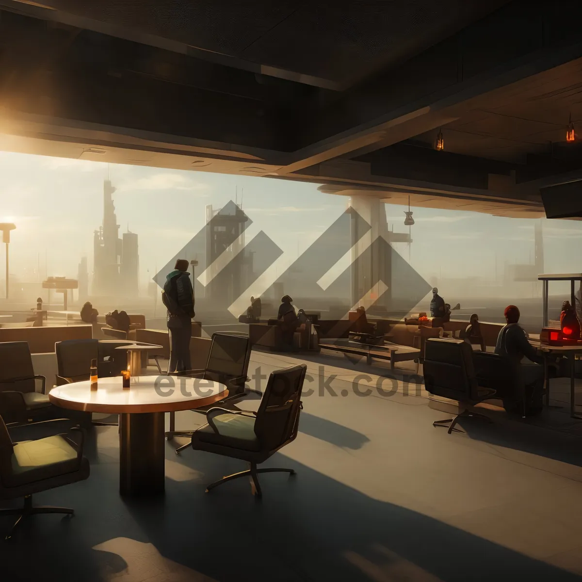 Picture of Modern Luxury Restaurant Interior Design with Wood Chairs