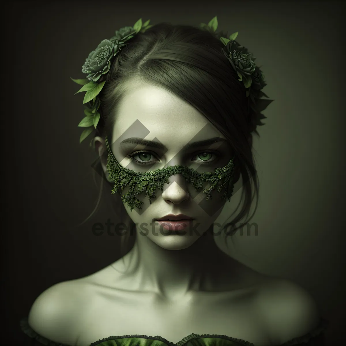 Picture of Beautiful Brunette with Sensual Makeup and Trendy Hairstyle