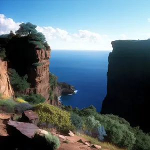 Majestic Coastal Cliff overlooking the Turquoise Ocean