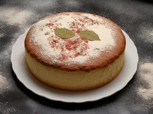 Delicious sweet cake and coffee for breakfast.