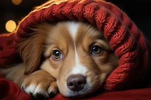 Adorable Brown Border Collie Puppy with Soulful Eyes