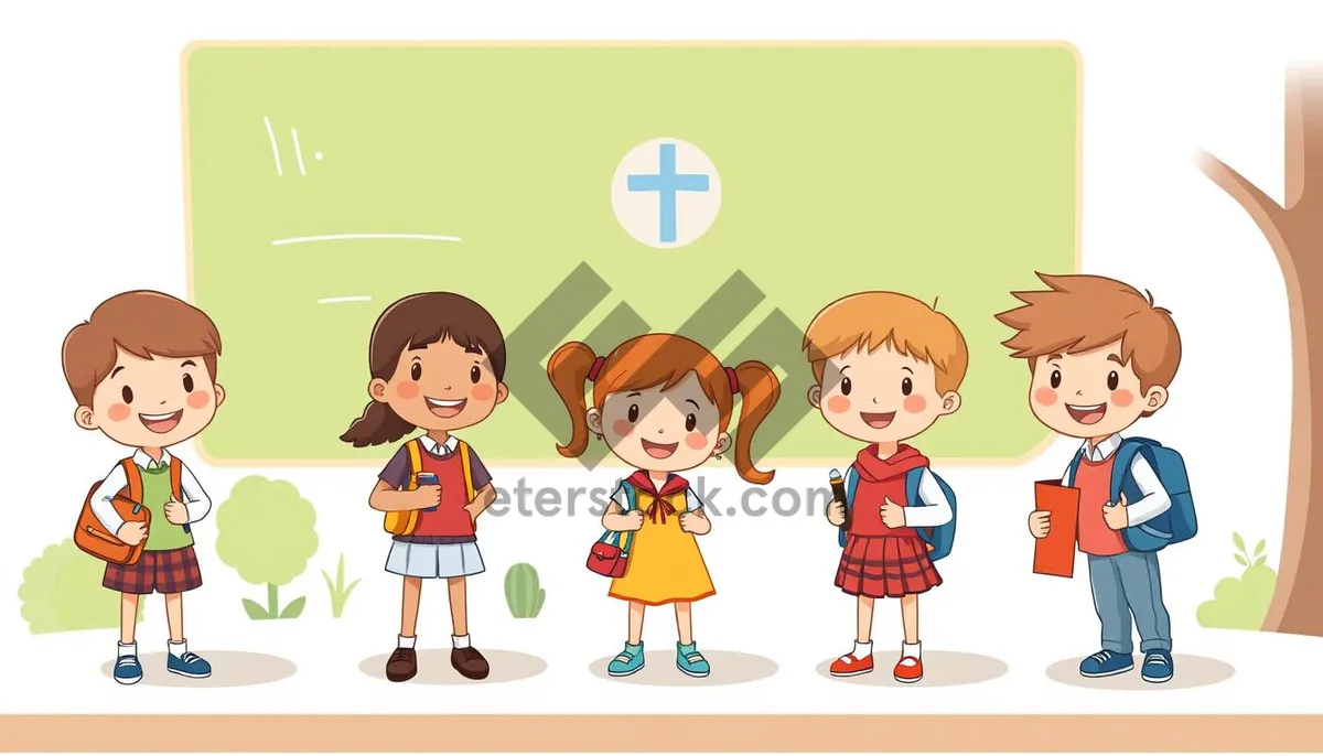 Picture of Happy Cartoon Kid in Chemise Clipart