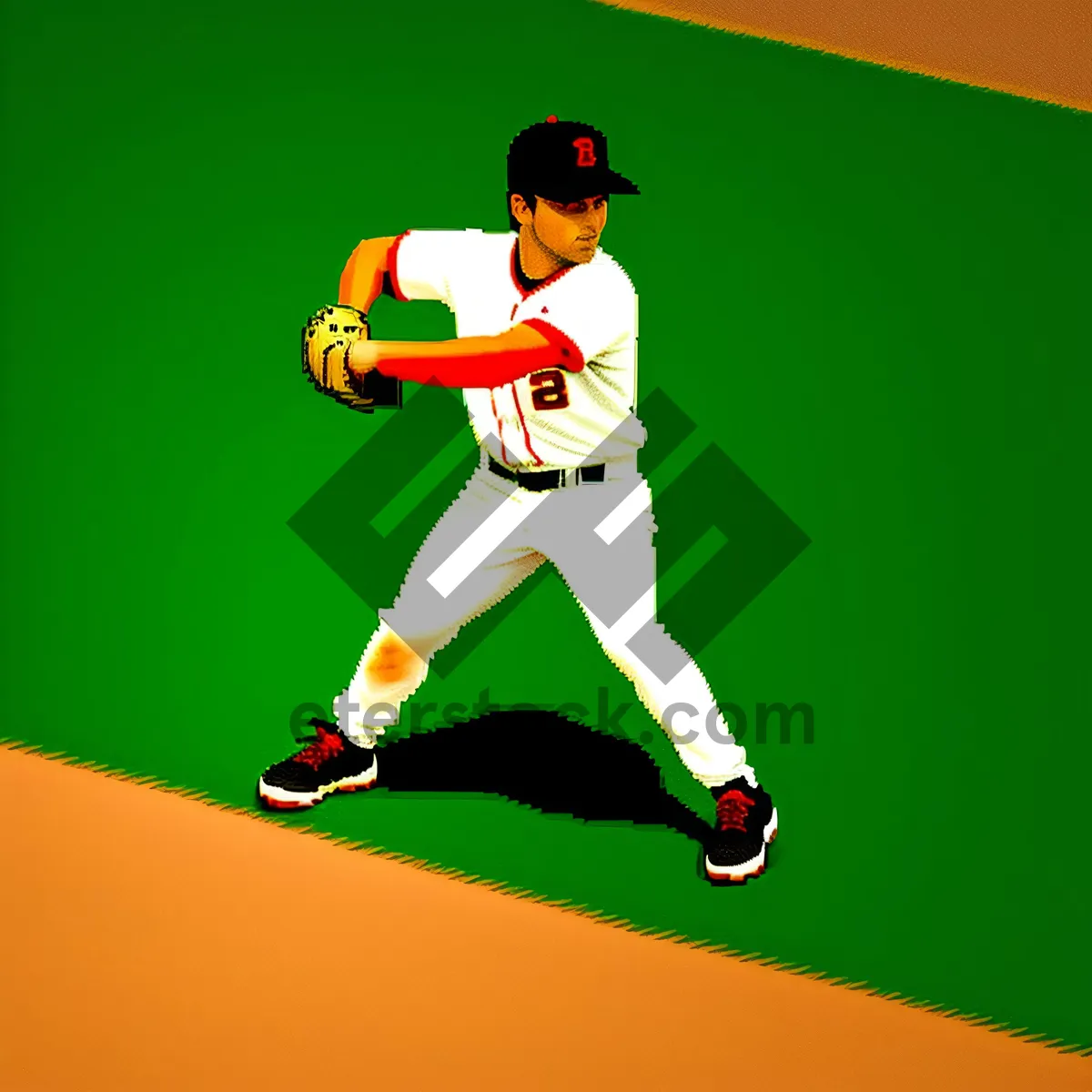 Picture of Active Ballplayer in Silhouette, Baseball Action Shot