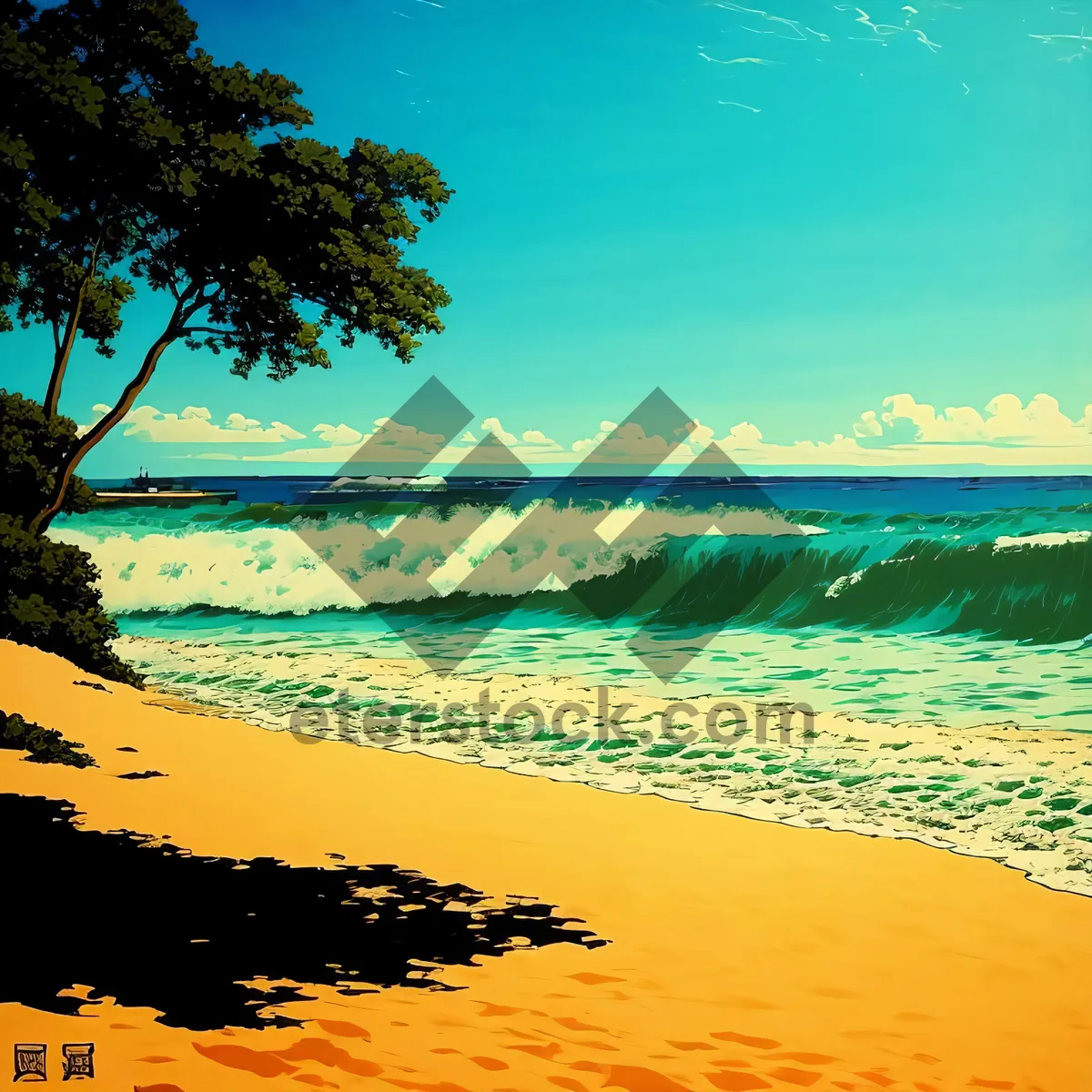 Picture of Turquoise Waters and Palm Tree Paradise